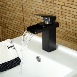 Waterfall Oil rubbed Bronze Single Handle Bathroom Sink Tap
