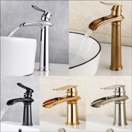 Brass Waterfall Single Handle Bath Tap(Tall or Short Body) Bathroom Sink Tap