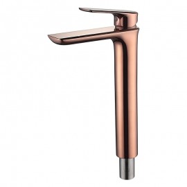 Rose Gold Single Handle Bath Tap Copper Bathroom Sink Tap