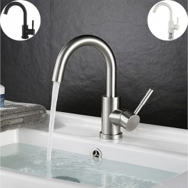 Single Handle Black Nickel White Dainted Brushed Nickel Bathroom Sink Tap