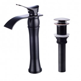 Waterfall Oil rubbed Bronze Painted Finishes Black Single Handle Bathroom Sink Tap