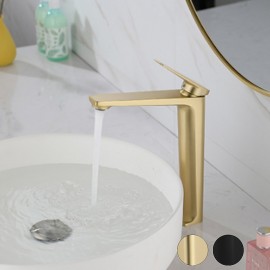 Black Brushed Gold Deck Mounted Rotatabble Single Handle Bath Tap Copper Bathroom Sink Tap