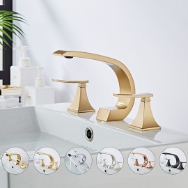 Two Handle High arc Electroplated Bath Tap Bathroom Sink Tap