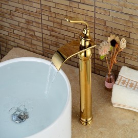 Waterfall Single Handle Bath Tap Brass Bathroom Sink Tap