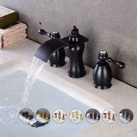 Two Handle Waterfall Electroplated Bath Tap Bathroom Sink Tap