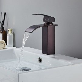 Waterfall Oil rubbed Bronze Single Handle Bathroom Sink Tap