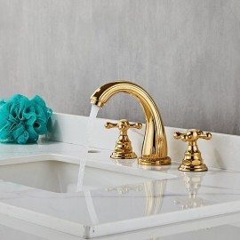 Electroplated Two Handles Bathroom Sink Tap