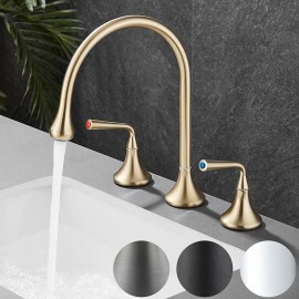 Rotatable Classic Electroplated Two Handles Bathroom Sink Tap