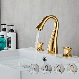 Electroplated Two Handles Bathroom Sink Tap