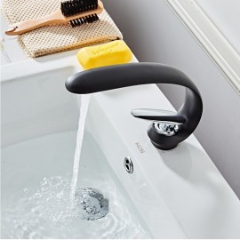 Painted Finishes Black Single Handle Bathroom Sink Tap
