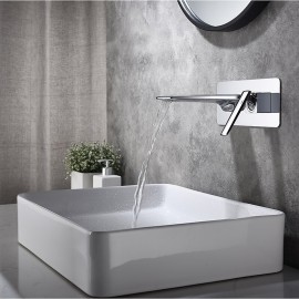 Black Silvery Waterfall Painted Finishes Bath Tap Brass Wall Mounted Bathroom Sink Tap