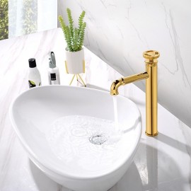 Single Handle Tall Vessel Sink Black Gold Vanity Basin Mixer Tap Brass Body Bathroom Sink Tap