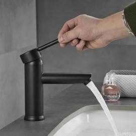 Black Chrome Single Handle Basin Sink Mixer Tap Lavatory Tap Modern Luxury Bathroom Sink Tap