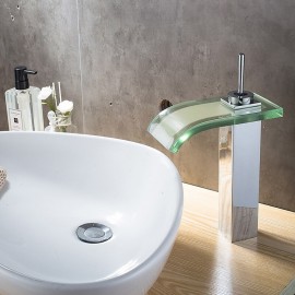 Waterfall Electroplated Single Handle Bath Tap Brass Bathroom Sink Tap