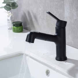 Pull out Spray Painted Finishes Single Handle Bathroom Sink Tap