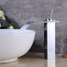 Chrome Waterfall Electroplated Single Handle Bathroom Sink Tap