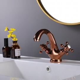 Oil rubbed Bronze Antique Brass Electroplated Two Handles Bathroom Sink Tap
