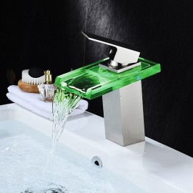 Waterfall Oil rubbed Bronze Nickel Brushed Electroplated Single Handle Bathroom Sink Tap