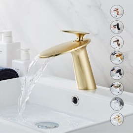 Brass Tap Set Waterfall Brushed Rose Gold set Single Handle Bath Tap