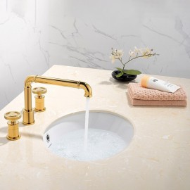 Golden Black Counter Mount 2 Handle Bathroom Basin Sink Tap 360 Rotation Spout