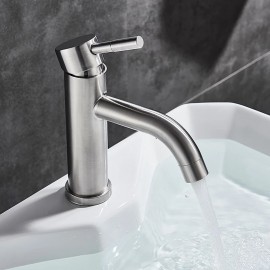 Nickel Brushed Single Handle Bathroom Sink Tap