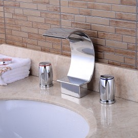 Two Handle Brass Waterfall Chrome Bath Tap Bathroom Sink Tap