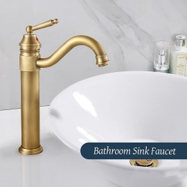 Brushed Brass Long Reach Mixer Tap Antique Brass Single Handle Bathroom Sink Tap