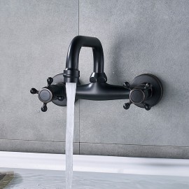 Wall Mount Oil rubbed Bronze Single Handle Bathroom Sink Tap