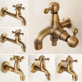 Washing Machine Tap Retro All Copper Quick Opening Single Cold Water Tap One In Two Out Dual Use Booster Tap