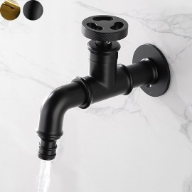 Cold Water Only Outdoor Tap Industrial Style Wall Mounted Tap Black Gold Wall Installed Classic Kitchen Tap