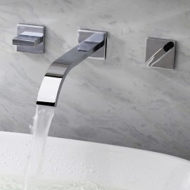 Wall Mounted Bathroom Sink Tapilvery Chrome Two Handles Bath Tap
