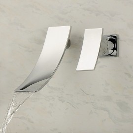 Modern Style Slide Shape Design Wall Mount Waterfall Chrome Single Handle Bath Tap Valve Bathroom Sink Tap
