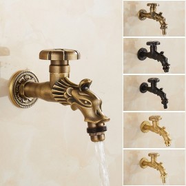 Outdoor Tap Patio Wall Mount Antique Brass Single Handle Bath Tap 3 Finish Antique Black Gold