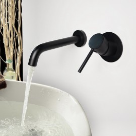 Black Single Handle Oil rubbed Bronze Bath Tap Wall Mounted Bathroom Sink Tap