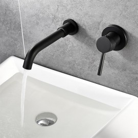 Brass Basin Tap Cold Hot Water Mixer Tap Contemporary Matte Black Bathroom Sink Tap