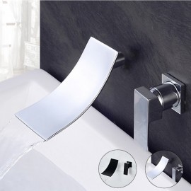 Sink Tap Chrome Electroplated Wall Mount Waterfall Two Holes