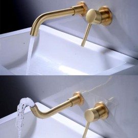 Wall Mounted Brass Electroplated Single Handle Rotatable Bathroom Sink Tap