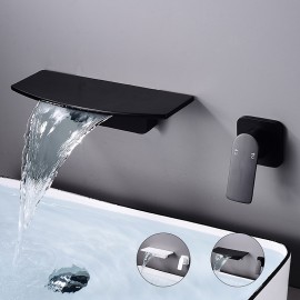 Brass Wall Mount Black White Waterfall Electroplated Mount Inside Single Handle Bath Tap