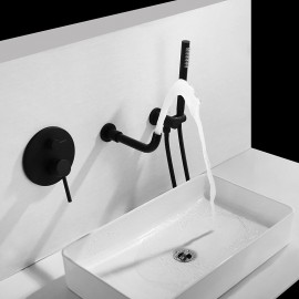 Wall Mount Painted Finishes Wall Mounted Two Handles Bathroom Sink Tap
