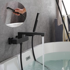 Switch Button Black Painted Foldable Bath Shower Mixer Tap Hand Shower Switch Bathtub Tap