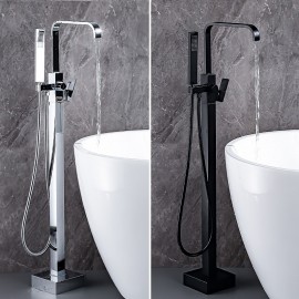 Electroplated Free Standing Brass Valve Bath Shower Mixer Tap Bathtub Tap