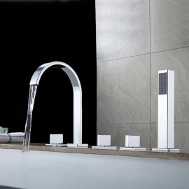 Electroplated Roman Tub Bath Shower Mixer Tap Three Handles Bathtub Tap
