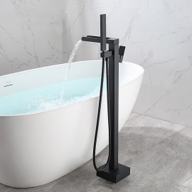 Minimalist Electroplated Free Standing Brass Valve Bath Shower Mixer Tap Bathtub Tap