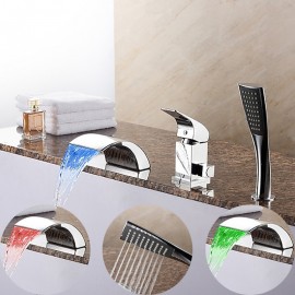 Chrome Single Handle Bath Shower Mixer Tap Pull out Handle Roman Tub Bathtub Tap