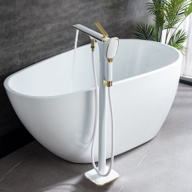 Chrome Floor Mounted Bath Shower Mixer Tap Bathtub Tap