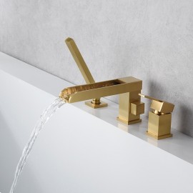 Single Handle Deck Mount Brushed Gold Matte Black Chrome Polish Bathroom Waterfall Bathtub Tap