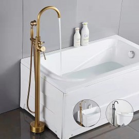 Brass Free Standing Antique Brass Matte Black Electroplated Bath Shower Suit Hand Shower Bathtub Tap