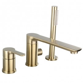 Roman TubBrushed Gold Roman Tub Bath Shower Mixer Tap Brass Bathtub Tap