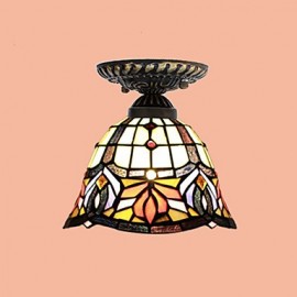 E27 220V 20*17CM European Rural Creative Arts Stained Glass Absorb Dome Lamp Led Light