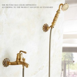 Retro Antique Brass Single Handle Rain Shower Hand Bathtub Tap